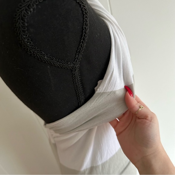 JAYGODFREY Grey and White Horizontal Striped Maxi Dress - Picture 11 of 14